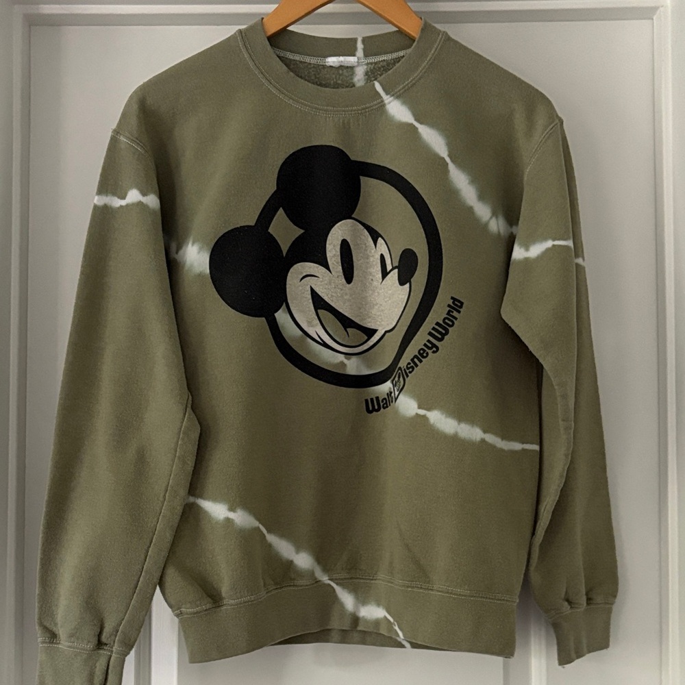 Disney Olive Crewneck Mickey Mouse Sweatshirt